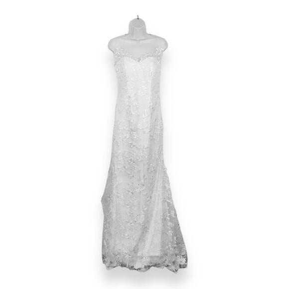 HEBEOS NWT White Lace Mermaid Wedding Gown with Train size Small - Picture 1 of 15